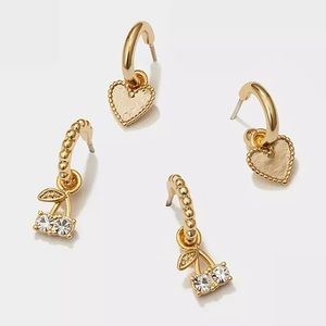 18k Set of Huggie Tiny Gold Helix Earrings